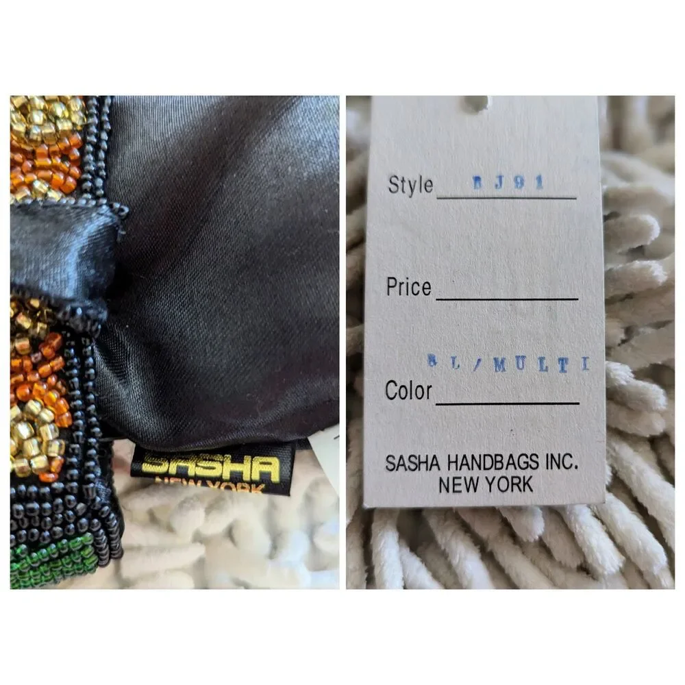 NWT VTG Sasha New York multi-color micro beaded shoulder handbag